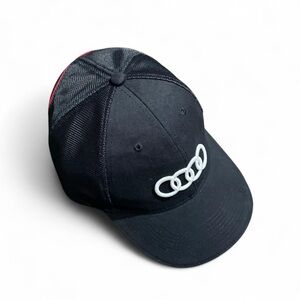 Audi 3D Rings Logo Black Cap w/ Red Piping – Adjustable